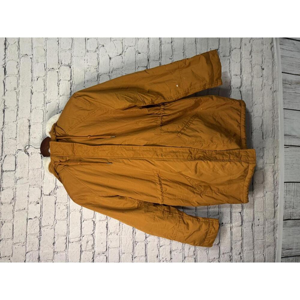 Old Navy Women's Orange Hooded Jacket with Faux Fur Lining Size‎ S